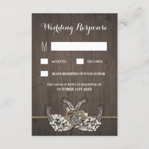 Horseshoe Baby's Breath Rustic Wedding Cartes RSVP