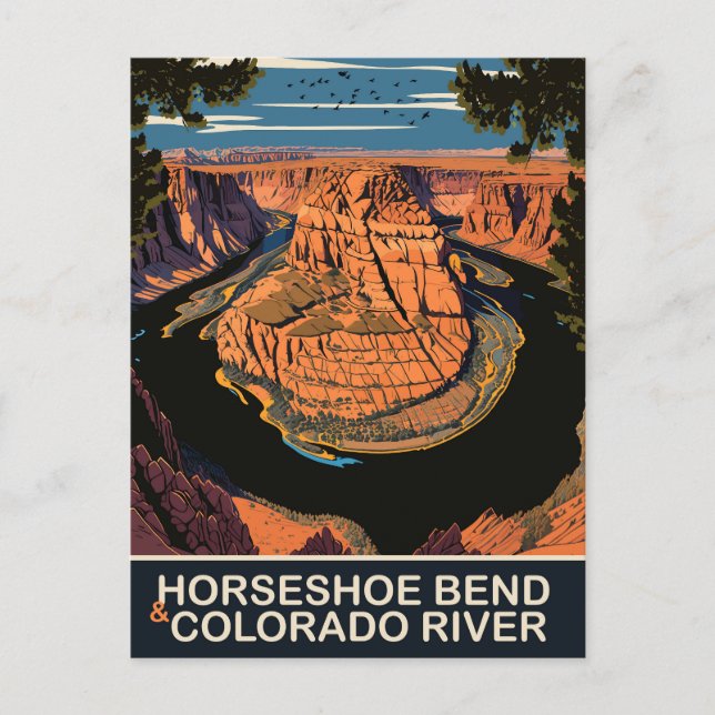 Horseshoe Bend and Colorado River, Travel Postcard (Front)