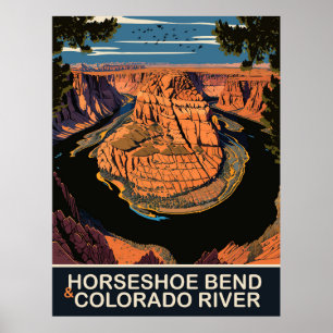 Horseshoe Bend and Colorado River, Travel Poster