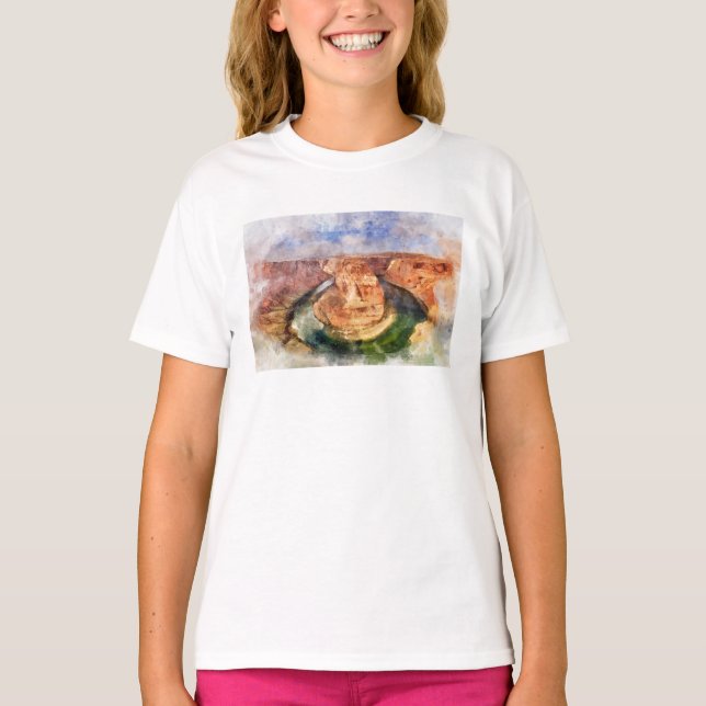 Horseshoe Bend in Grand Canyon watercolor T-Shirt (Front)
