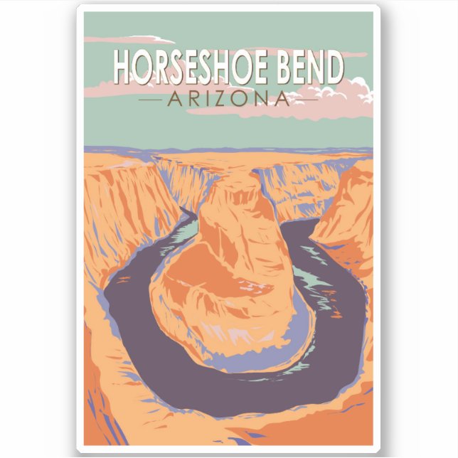 Horseshoe Bend Travel Art Vintage (Front)