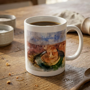 Horseshoe Bend Watercolor Grand Canyon Landscape Coffee Mug
