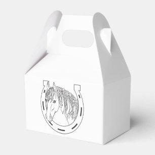 Horseshoe Black White Party Western Party Horse Favor Box