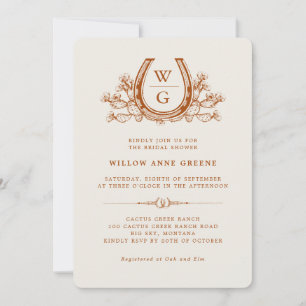 Horseshoe Cactus Western Boho Bridal Shower  Invitation