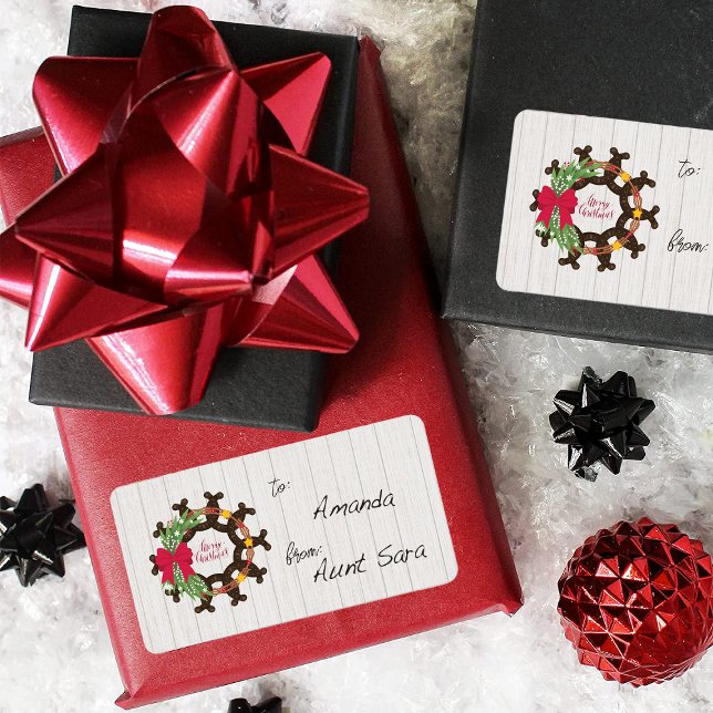 Horseshoe Christmas Wreath Gift Tag Label (Creator Uploaded)