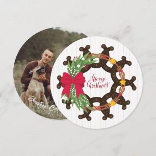 Horseshoe Christmas Wreath Holiday Card