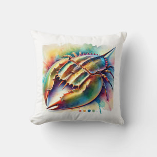 Horseshoe Crab 231024AREF145 - Watercolor Throw Pillow