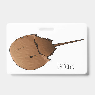 Horseshoe crab cartoon illustration badge