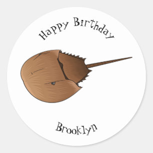 Horseshoe crab cartoon illustration  classic round sticker