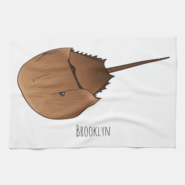 Horseshoe crab cartoon illustration kitchen towel (Horizontal)