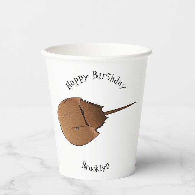 Horseshoe crab cartoon illustration paper cups (Front)