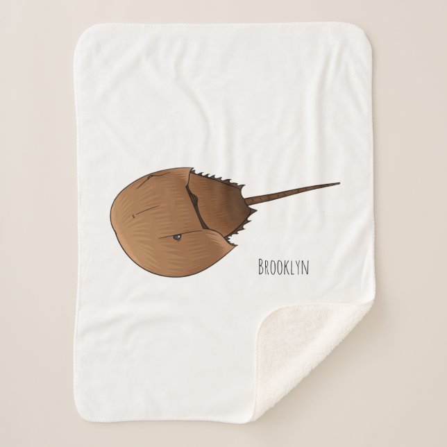 Horseshoe crab cartoon illustration sherpa blanket (Front)