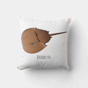 Horseshoe crab cartoon illustration throw pillow