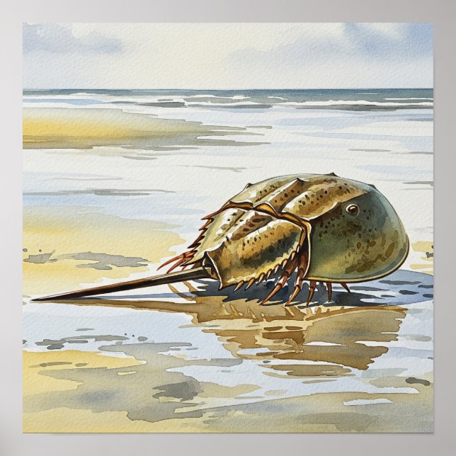 Horseshoe Crab Crawling Home Poster (Front)