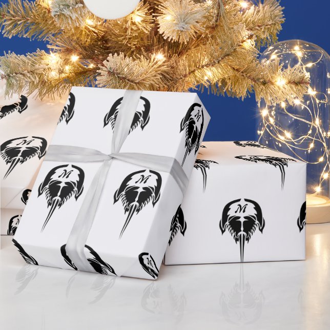 Horseshoe Crab in Tribal Tattoo Style Wrapping Paper (Holidays)