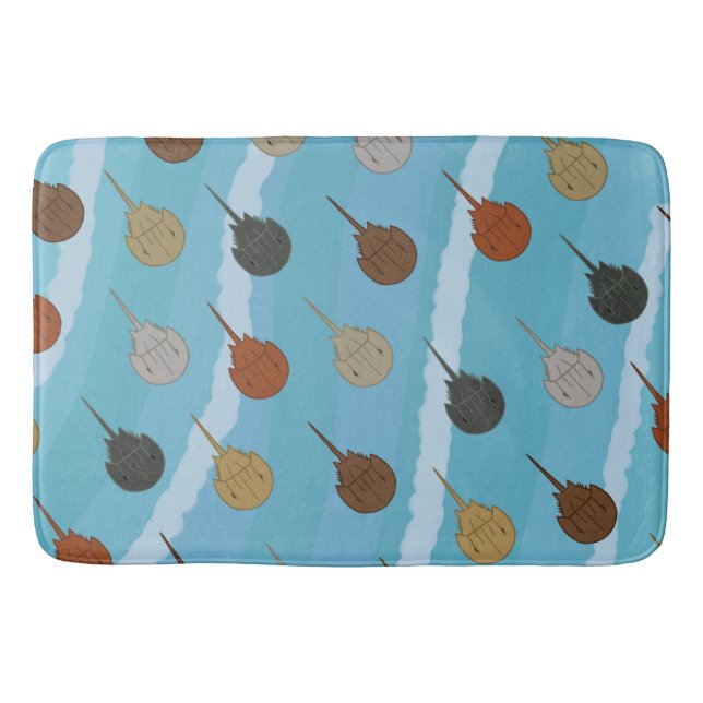 Horseshoe Crab Ocean Waves Bath Mat (Front)