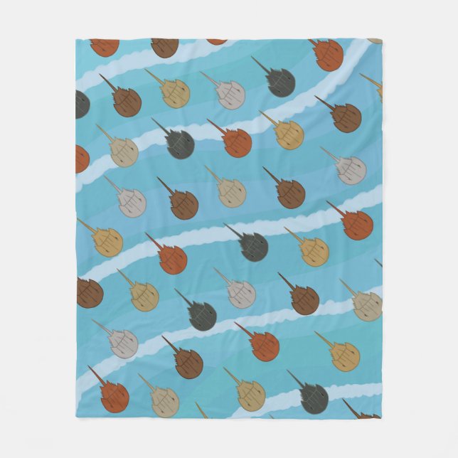 Horseshoe Crab Ocean Waves Fleece Blanket (Front)