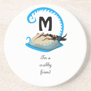 Horseshoe Crab Playing in the Water Monogram Coaster