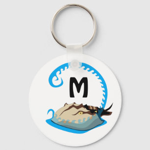 Horseshoe Crab Playing in the Water Monogram Keychain