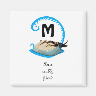 Horseshoe Crab Playing in the Water Monogram Magnet