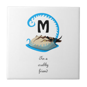 Horseshoe Crab Playing in the Water Monogram Tile