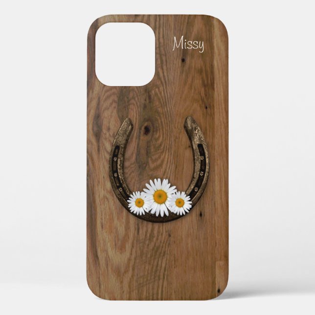 Horseshoe et Daisies iPhone 12 Coque (Verso)
