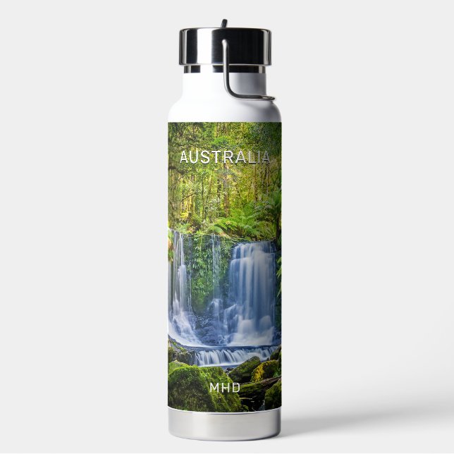 Horseshoe Falls Australia Custom Monogram Water Bottle (Left)