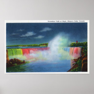 Horseshoe Falls Illuminated at Night # 2 Poster