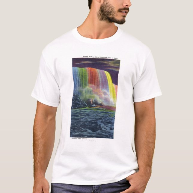 Horseshoe Falls Illuminated at Night T-Shirt (Front)