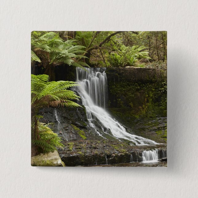 Horseshoe Falls, Mount Field National Park, 2 Inch Square Button (Front)