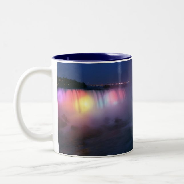 Horseshoe Falls ( Niagara Falls) at night Two-Tone Coffee Mug (Left)