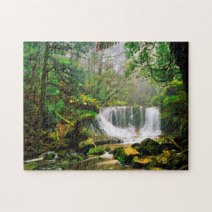 Horseshoe Falls Surrounded by Rainforest Jigsaw Puzzle