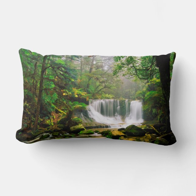 Horseshoe Falls Surrounded by Rainforest Lumbar Pillow (Front)