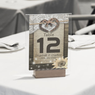 Horseshoe Heart Mariage Numéro de table Lieu de si
