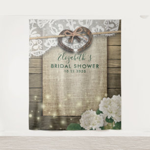 Horseshoe Hydrangea Wood Bridal Shower Photo Booth Tapestry