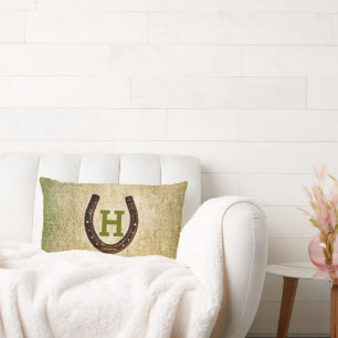 Horseshoe Monogram Initial to Personalize Lumbar Pillow