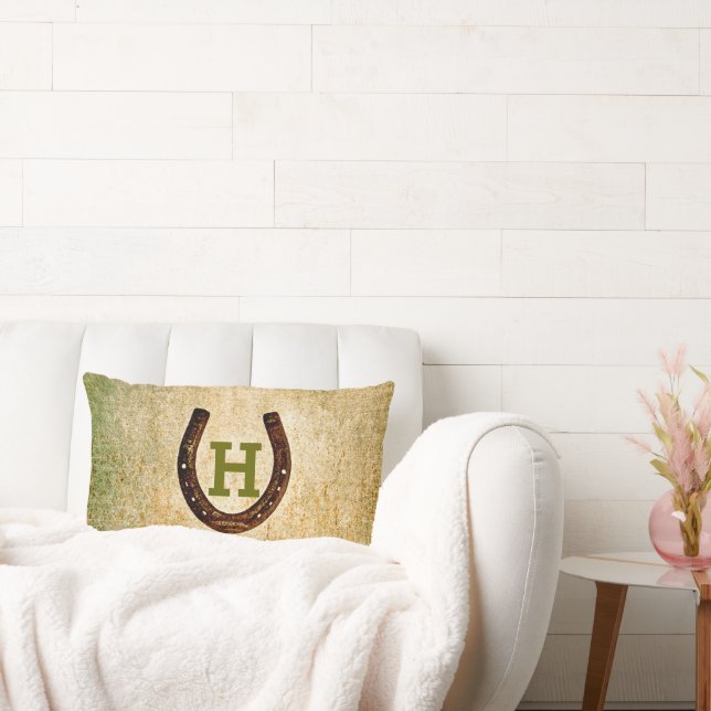Horseshoe Monogram Initial to Personalize Lumbar Pillow (Couch)