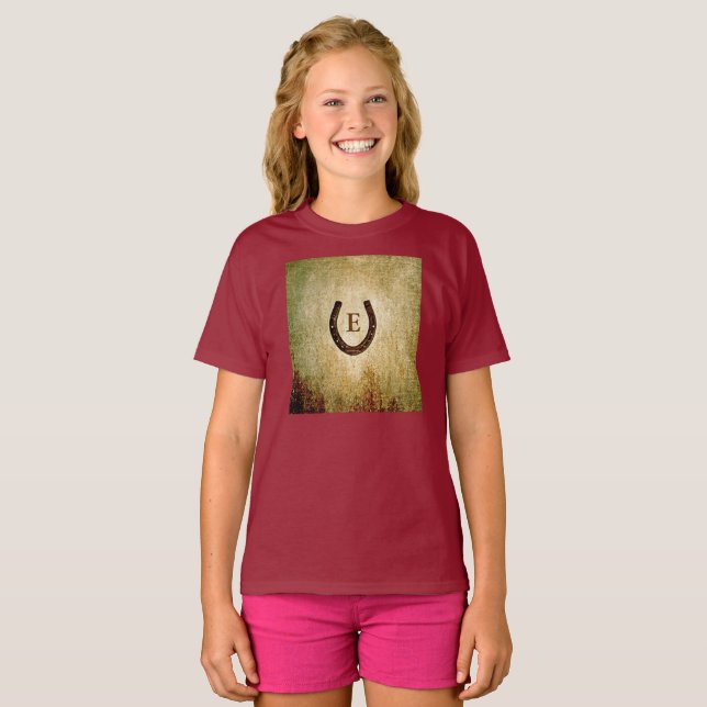 Horseshoe Monogram Personalized Initial T-Shirt (Front Full)