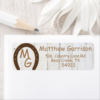 Horseshoe Monogram Return Address Label