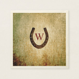 Horseshoe Monogrammed Cocktail Napkin