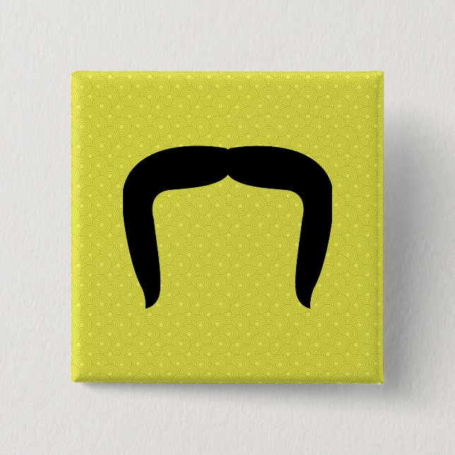 Horseshoe Moustache 2 Inch Square Button (Front)