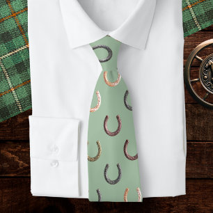 Horseshoe Pattern Equestrian Horse Rider Tie