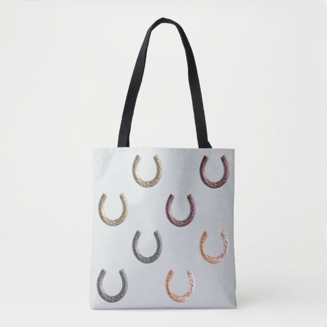 Horseshoe Pattern Equestrian Horse Riding Reusable Tote Bag (Front)