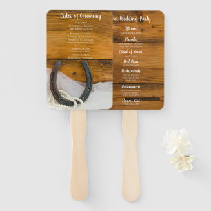 Horseshoe Pearls Country Western Wedding Programs Hand Fan