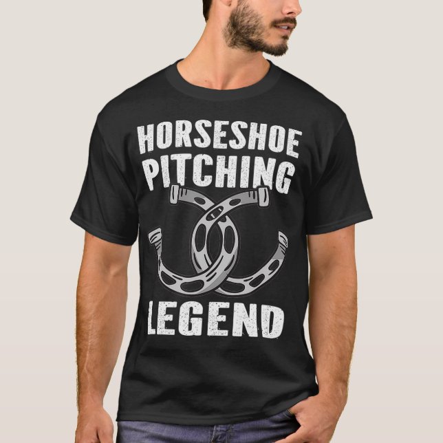 Horseshoe Pitching Legend Horseshoe Throwing T-Shirt (Front)