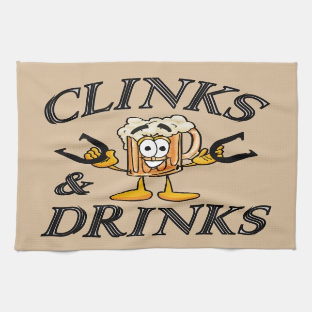 HorseShoe Pitching Towel-Clinks an Drinks Kitchen Towel (Horizontal)