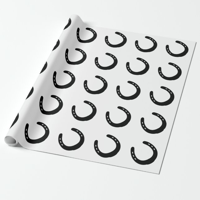 Horseshoe Silhouette Equestrian Horse Lover Cowboy Wrapping Paper (Unrolled)
