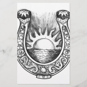 Horseshoe Sun and Sea Tattoo Stationery