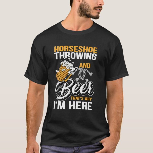 Horseshoe Throwing And Beer Funny Pitching Horse S T-Shirt (Front)