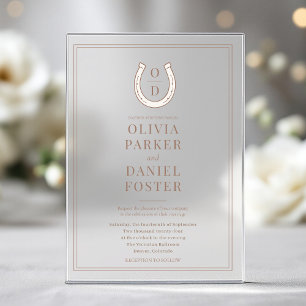 Horseshoe Western Country Brown Monogram Wedding Acrylic Invitations